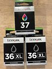 Oryginalne wkłady atramentowe Lexmark - partia 3 - 36XL czarne x2 i 37 kolorów standardowych 37