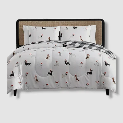 Hallmart Collectibles White Holiday Pups 2-Pc. Comforter Set: Twin - Image 1 of 2
