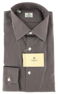 Borrelli Brown Striped Shirt - Extra Slim - 15.75/40 - (EV662NUNZIO) - Picture 1 of 4