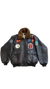 Chaqueta de vuelo de cuero Avirex G-1 1995 cuello de oveja y parches de vuelo talla XL - Imagen 1 de 15