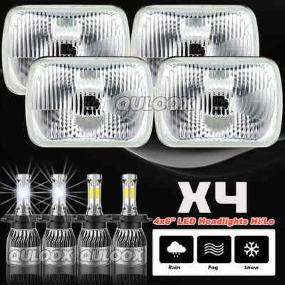 4pcs Fit Pontiac Firebird Trans AM 1977-1981 4x6" LED Headlights HI-LO Beam DRL - Изображение 1 из 4