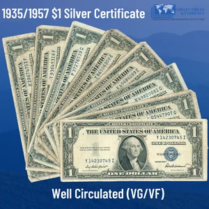 ✔ One 1935/1957 $1 Dollar Silver Certificate, VG/VF, Old US One Dollar Bill - Picture 1 of 2