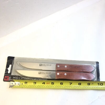 "Lote de 2 cuchillos para carne de acero inoxidable Royal Norfolk paquetes de 5"" juego mango de madera" Foto 1 de 4