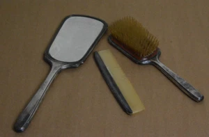 S&B SAART BROS. STERLING SILVER VANITY MIRROR BRUSH COMB SET - Picture 1 of 17