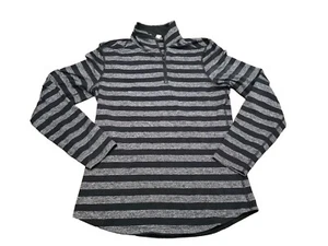 Lululemon LS Black & Gray Striped Slanted 1/4 Zip Pullover Size Medium Excellent - Bild 1 von 6