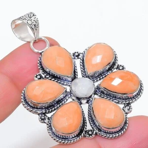 Colgante de joyería de plata de ley 925 hecho a mano con piedras preciosas de amazonita rosa tamaño 2,6" - Imagen 1 de 1