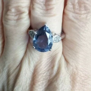100% Genuine Baiyang Colour Change Fluorite & Topaz Sterling Silver Ring 7ct N/O - Picture 1 of 12