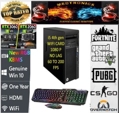 i5 CUSTOM GAMING DESKTOP HP Z230 3.6GHZ 1 TB SSD 16GB RTX 2060/2070/3060/4060 Ti - Image 1 of 4