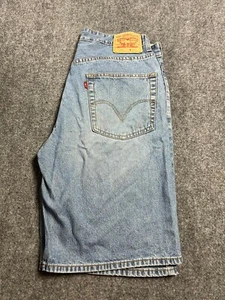 Levis 569 Denim Jeans Men's Loose Straight Fit Blue Shorts Size 34x12 - Picture 1 of 14