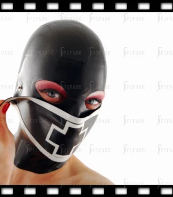 Latex Catsuits Hoods Masks Unique Cool Unisex Hoods Big Eyes Mouth Cover Sexy A8 - Image 1 of 4