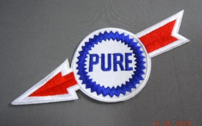 PURE Motor Oil  Embroidered Iron-On Uniform-Jacket Patch 4.75" Arrow logo- repro - Image 1 of 2