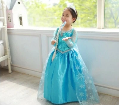 NEW Girls Dress Costume Princess Elsa Cosplay Birthday Party size 1-10 years - image 1 of 4