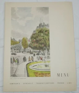 Vintage Compagnie Generale Transatlantique French Line Menu "1954" - Bild 1 von 6