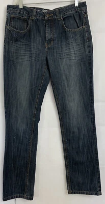 21 Мужские джинсы 32 X 32 искусственно состаренный расслабленный крой темно стирка джинсы высоты прямой ноги - Изображение 1 из 4