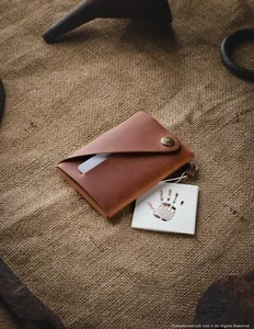 Billetera de cuero para hombre con soporte para tarjetas delgada billetera unisex para adultos clásica - Imagen 1 de 21