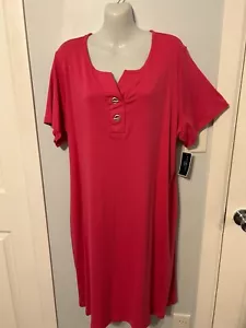 NWT Karen Scott Steel Rose T-Shirt SS Dress with Grommet V-Neck Plus Size 1X - Picture 1 of 4