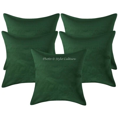 Indian Lounge Sofa Cushion Covers 16 x 16 Solid Zippered Polydupion Pillow Cases - Image 1 of 4