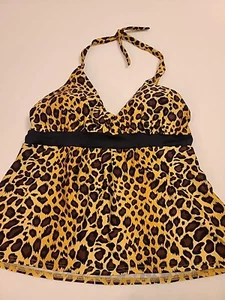 VENUS Leopard Print Halter Tie Padded Tankini Top (Top Only); Size 12 - Picture 1 of 16