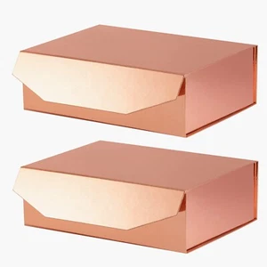 2 Rose Gold Large Collapsible Proposal Box, 13x9x4 Inches, Magnetic Lid Closu... - Picture 1 of 7
