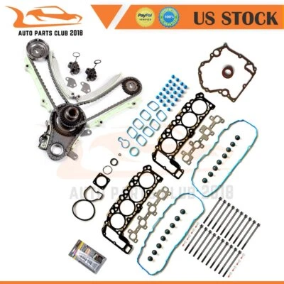 Juego de pernos de junta de culata con kit de cadena de distribución para Jeep Dodge Dakota Durango Ram 1500 Foto 1 de 4