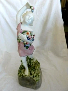 Wiener Werkstatte Austria 12 1/2" Niña con Flores Estatuilla-Johanna Meier-Michel - Imagen 1 de 11