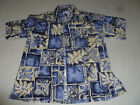 Vintage Toes On The Nose Hawaiian Button Shirt Flowers Leaves Blue Yellow Size L