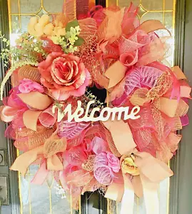 Summer Front Door Wreath Extra Large 30" inch Burlap Floral Farmhouse Decor XL - Picture 1 of 8