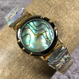 Lucoral Women Diamond Abalone Shell Dial Expansion Band 24mm Quartz Watch 6 1/4" - Picture 1 of 13