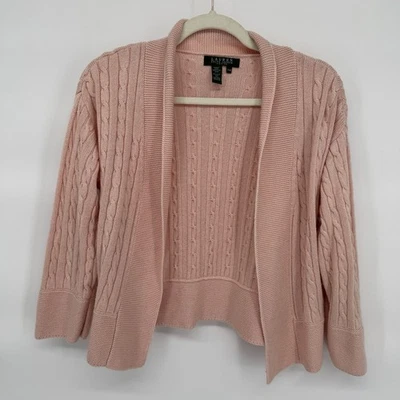 Cárdigan Ralph Lauren Cashmere Suéter Seda Tejido con Cable Lujo Preppy Femenino PM Foto 1 de 4