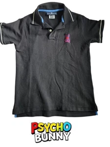 Psycho Bunny kids boys' size 10-12 years M black short sleeve polo - Picture 1 of 6