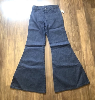 1970-е Flares Elephant Bell Нижний Запас Новый из старых запасов Винтажный 28x33 Джинсовый Хиппи   - Изображение 1 из 4
