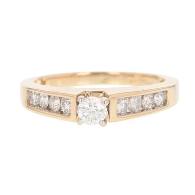 .55ctw Diamond Solitaire with Accents Engagement Ring 14k Yellow Gold Size 7 - Image 1 of 4