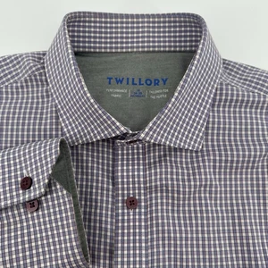 Twillory Anzughemd Performance maßgeschneidert lila kariert Knopfleiste Herren 18 34/35 - Bild 1 von 4