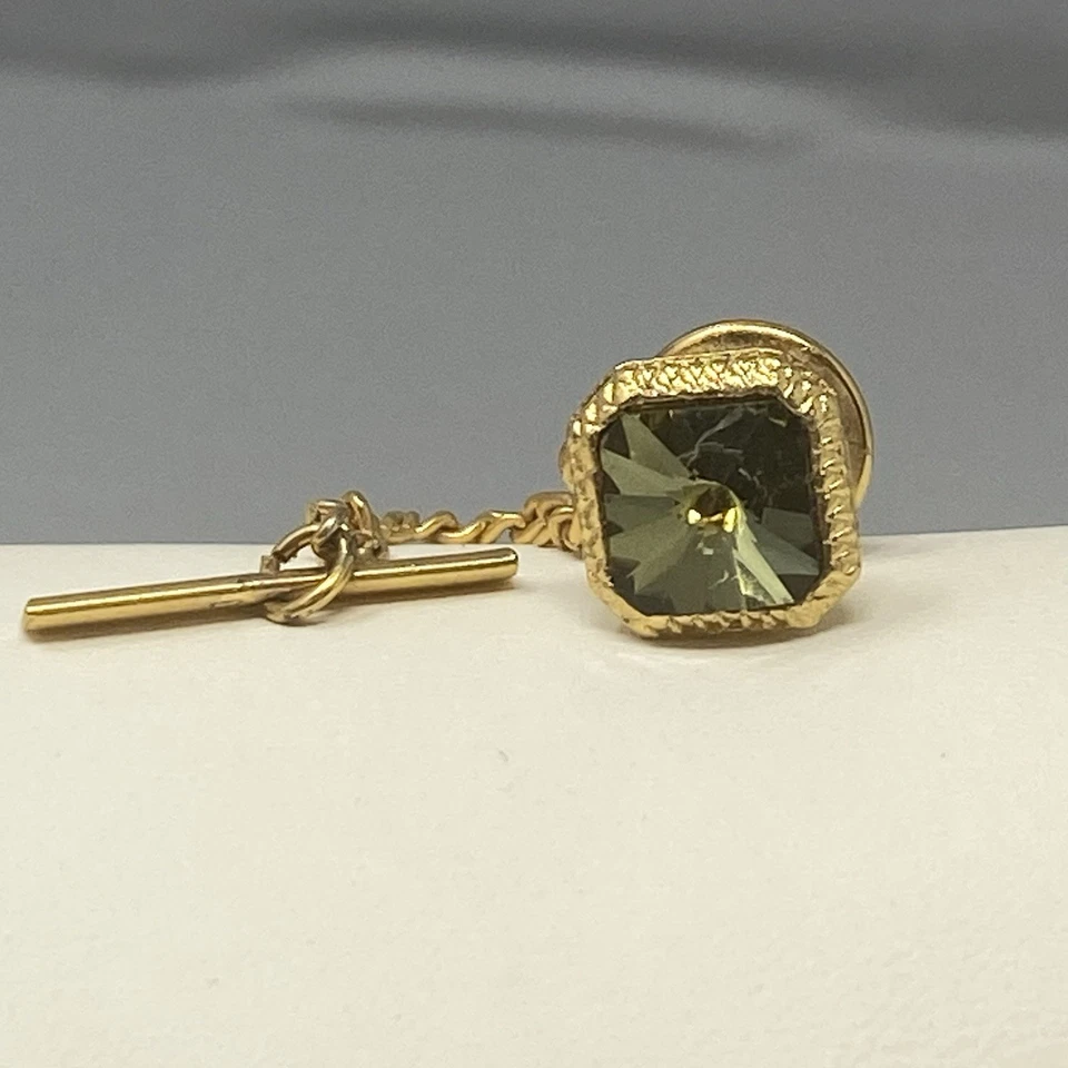Стразы гвоздики галстук Solitaire зеленый оливковое стекло камень Rivoli огранки золотой тон - Изображение 1 из 4