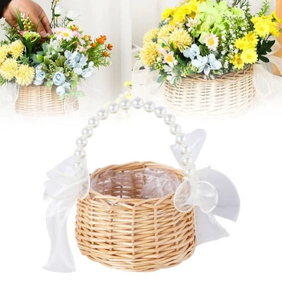 Cesta de boda tejida de ratán sauce almacenamiento de media luna de mimbre con mango DY Foto 1 de 4