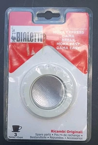 Bialetti Repuestos Originales 3 Juntas y 1 Placa Moka Express Dama Nuevo Precintado - Imagen 1 de 2