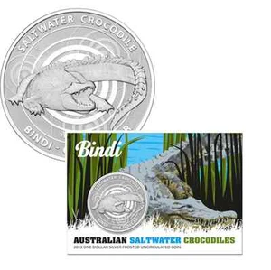 Cocodrilo de agua salada Bindi - Australia 1 dólar 2013 1 oz plata con blíster - Imagen 1 de 2