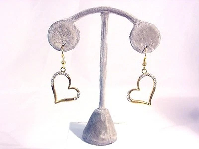 PENDIENTE COLGANTE TARAMANDA DORADO EN FORMA DE CORAZÓN CON CRISTALES GENUINOS #68-A/1 Foto 1 de 2