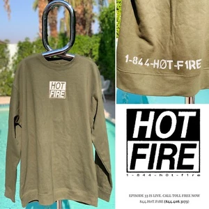 HOT FIRE 1-844-HOT-F1RE Sweatshirt Sz 2XL Army Green Audiozine @hotfire.la - Picture 1 of 11