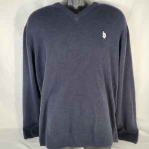 U.S. Polo Assn. V-Neck Sweater Men’s Size XL Navy Blue Long Sleeve Soft - Picture 1 of 15