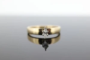 14k Marquise Diamond Solitaire Ring . 14k Yellow Gold Diamond Petite Engagement - Picture 1 of 7