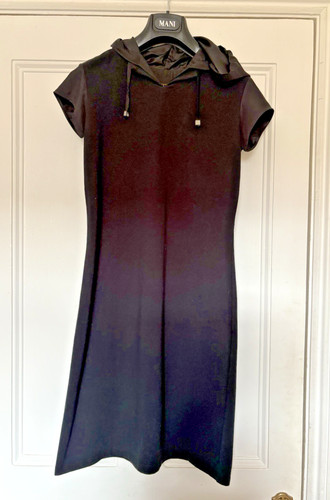 FENDI Jeans Italy donna nero t shirt felpa con cappuccio abito UK8