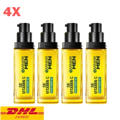 4x Garnier Men Turbo Bright Super Serum Gel 5x Vitamin C Reduce Dark Spots 30 ml - Image 1 of 4