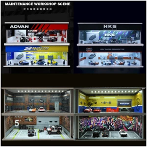 1/64 Diorama Die-cast Coche Garaje Modelo Iluminación LED Ciudad Estacionamiento Escena Modelo - Imagen 1 de 55