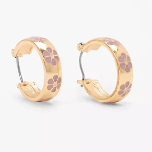 Claire's Gold Thick Daisy Hoop Earrings - Purple (G131424-1 LOC. G) - Picture 1 of 4