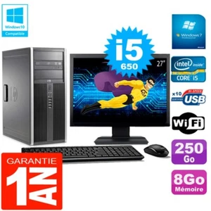 PC HP 8100 Tour Ecran 27" Core i5-650 RAM 8Go Disque 250Go Graveur DVD Wifi W7 - Photo 1/1