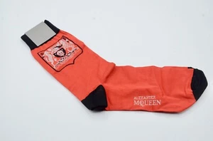 Alexander McQueen Men’s Skull  Crest Cotton Blend Red Socks One Size Gift - Picture 1 of 3