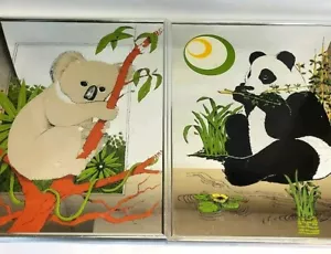 Specchio dipinto panda e koala vintage disegni girarrosto MCM - Foto 1 di 12