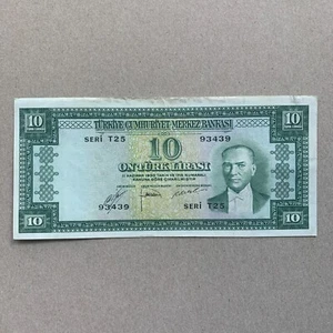 Turkey 10 Lira Banknote L1930 Turkish Currency Paper Money Mustafa Kemal Ataturk - Picture 1 of 5