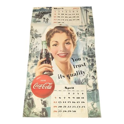 Винтажный 1953 Coca Cola календарь военной медсестры марта/апреля больницы Coca-Cola знак - Изображение 1 из 4